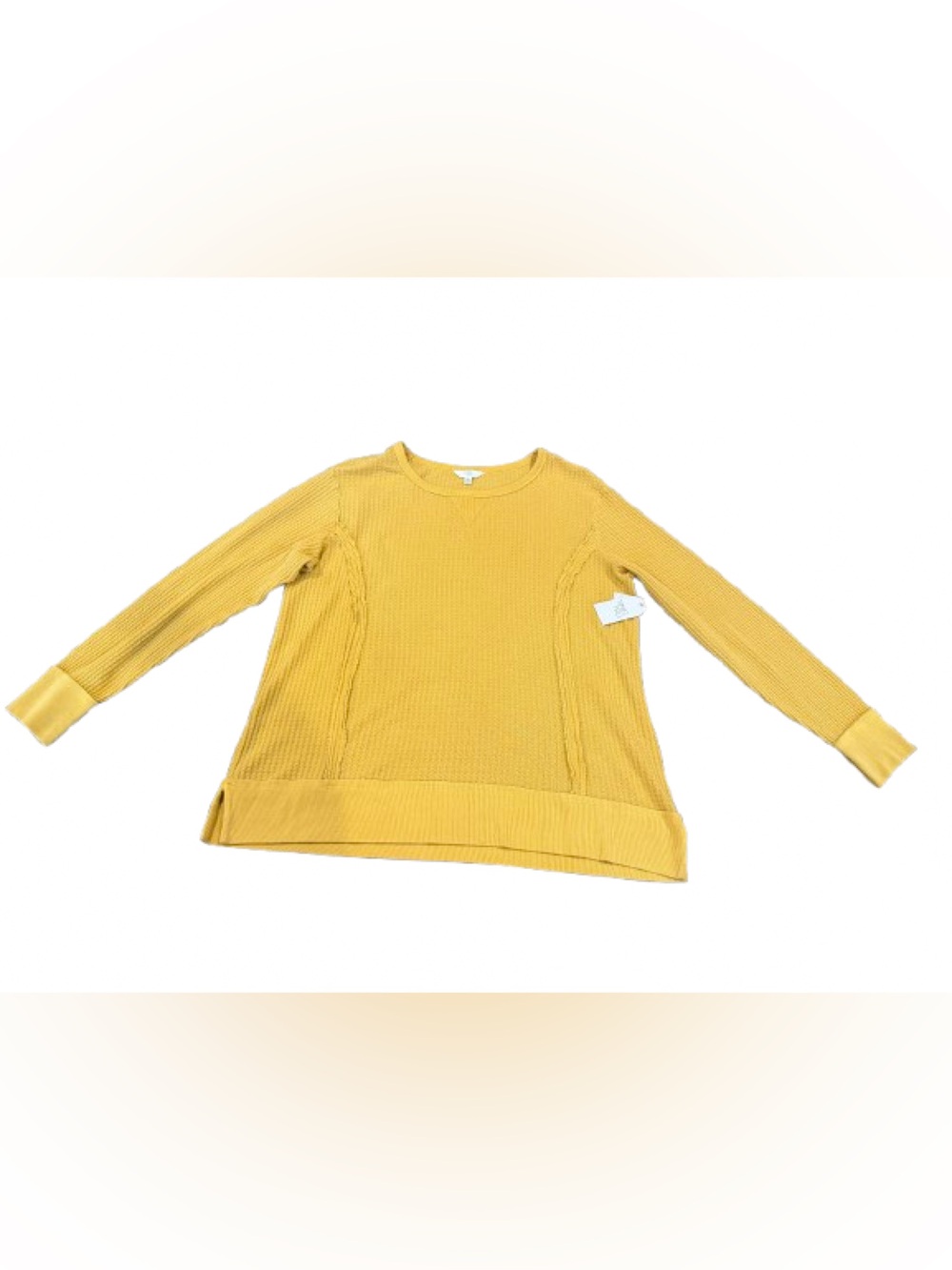NWT Time and Tru Women’s Yellow Waffle Knit Crewneck Sweater Size Extra Large